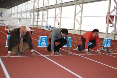 Las autoridades, inaugurando una pista